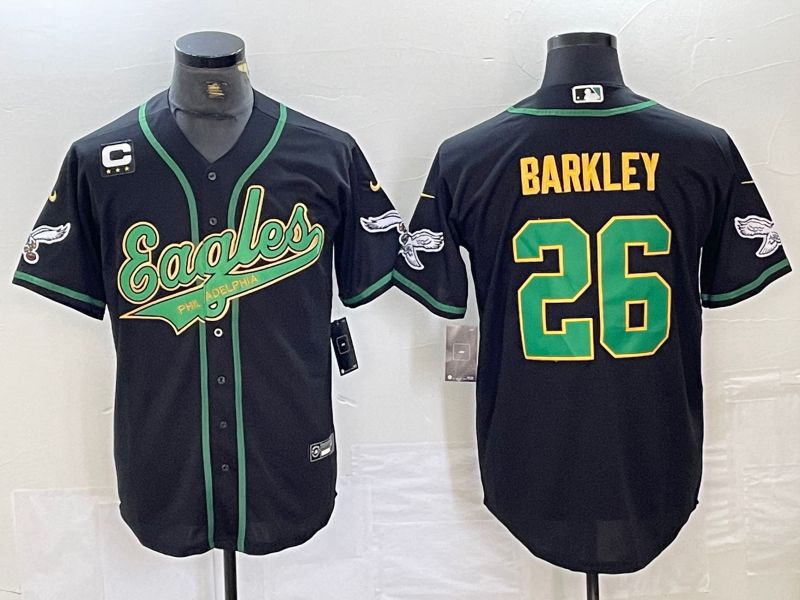 Men Philadelphia Eagles #26 Barkley Black 2024 Nike Co branded NFL Jersey style 6